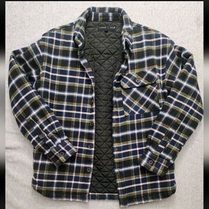 Men's Blue and Green Plaid Shirt Jacket